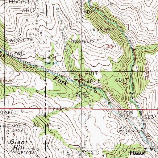 Topographic Map of Diamond Hill Mine, MT