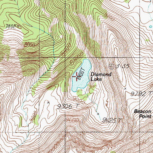 Topographic Map of Diamond Lake, MT