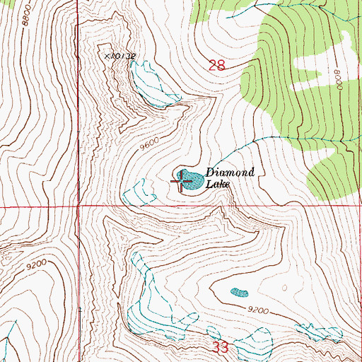 Topographic Map of Diamond Lake, MT