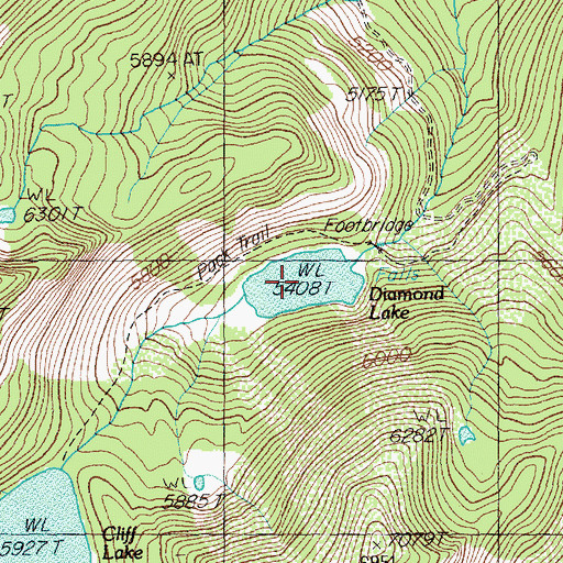 Topographic Map of Diamond Lake, MT