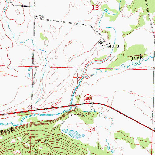 Topographic Map of Dick Creek, MT