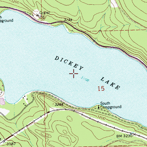 Topographic Map of Dickey Lake, MT
