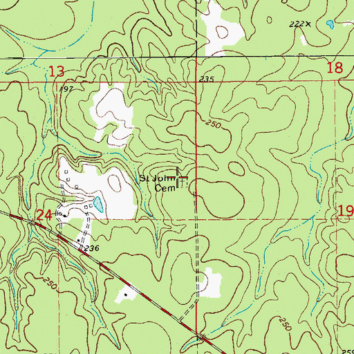 Topographic Map of Saint John Cemetery, AR