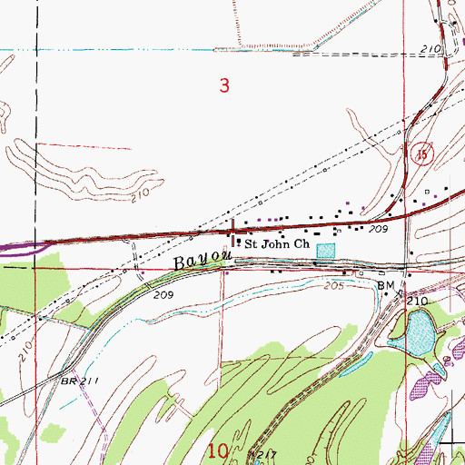 Topographic Map of Saint John Church, AR