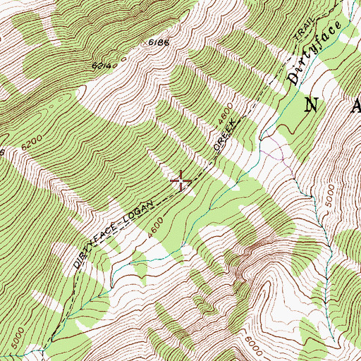 Topographic Map of Dirtyface-Logan Creek Trail, MT