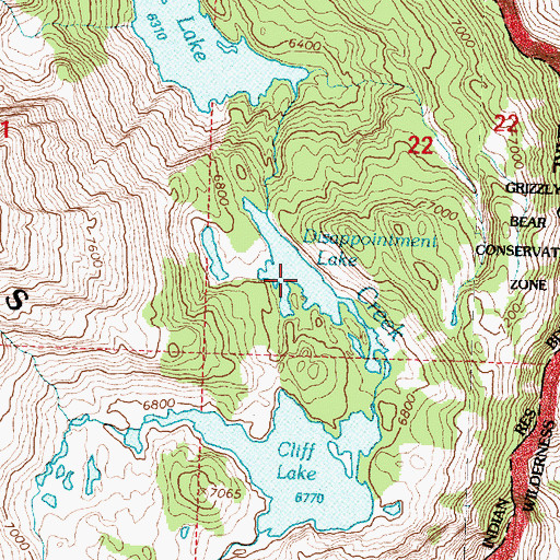 Topographic Map of Disappointment Lake, MT