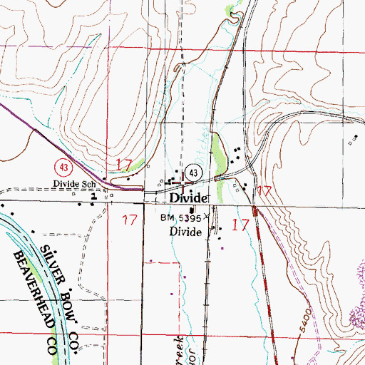 Topographic Map of Divide, MT