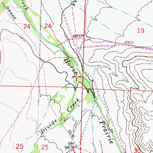 Topographic Map of Divide Creek, MT