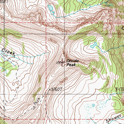 Topographic Map of Divide Peak, MT