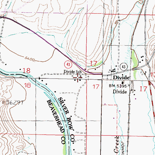 Topographic Map of Divide School, MT