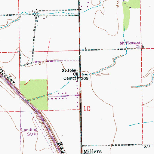 Topographic Map of Saint Johns Church, AR