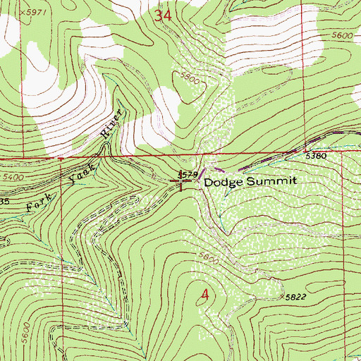 Topographic Map of Dodge Summit, MT