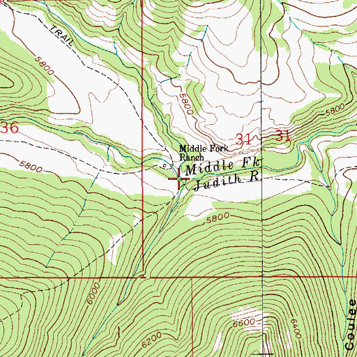 Topographic Map of Doerr Creek, MT