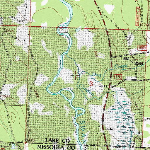 Topographic Map of Dog Creek, MT