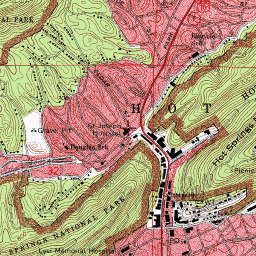 Topographic Map of Saint Joseph Hospital, AR