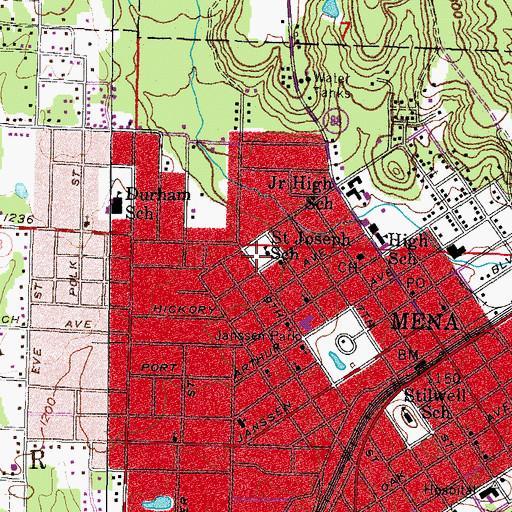Topographic Map of Saint Joseph School, AR