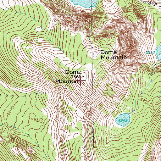 Topographic Map of Dome Mountain, MT