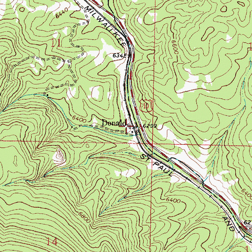 Topographic Map of Donald, MT
