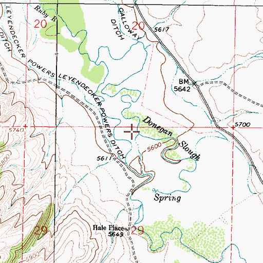 Topographic Map of Donegan Slough, MT