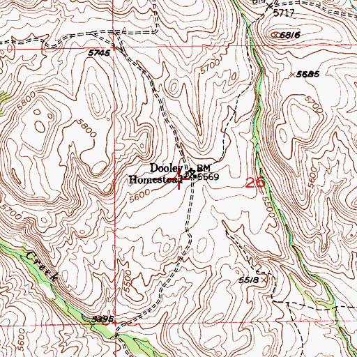 Topographic Map of Dooley Homestead, MT