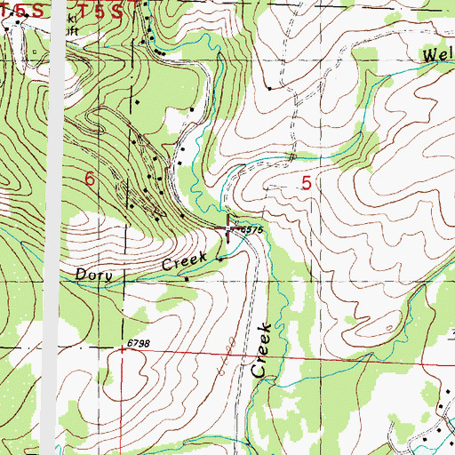 Topographic Map of Dory Creek, MT