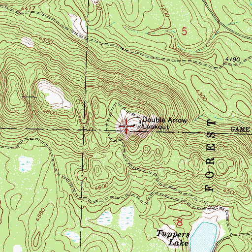 Topographic Map of Double Arrow Lookout, MT