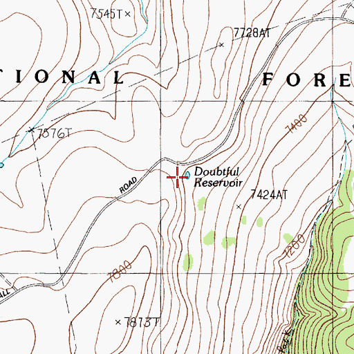 Topographic Map of Doubtful Reservoir, MT