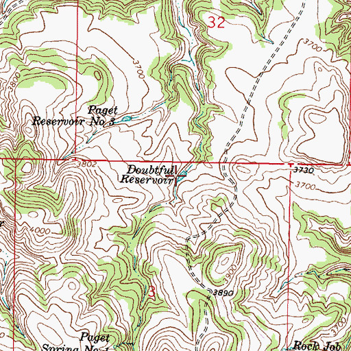 Topographic Map of Doubtful Reservoir, MT