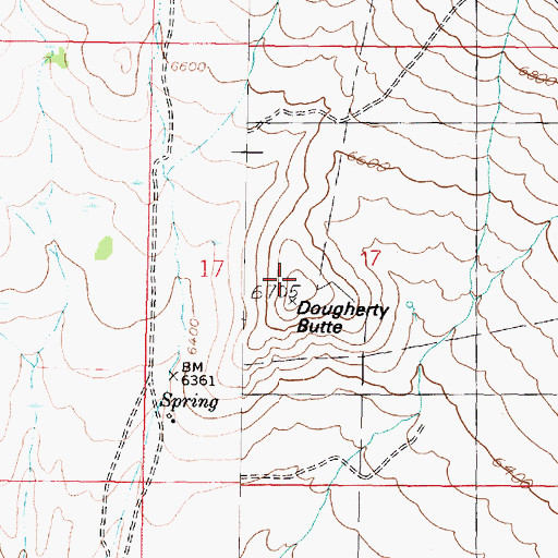 Topographic Map of Dougherty Butte, MT