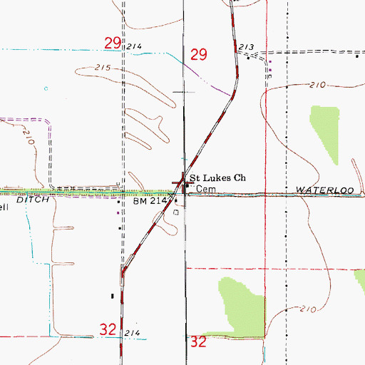 Topographic Map of Saint Lukes Baptist Church, AR