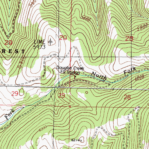 Topographic Map of Douglas Creek Cabin, MT