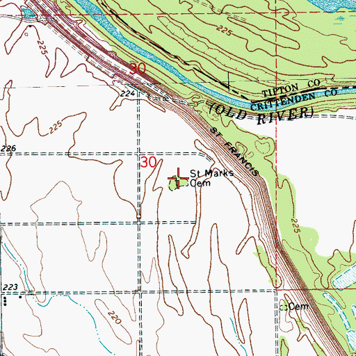 Topographic Map of Saint Marks Cemetery, AR