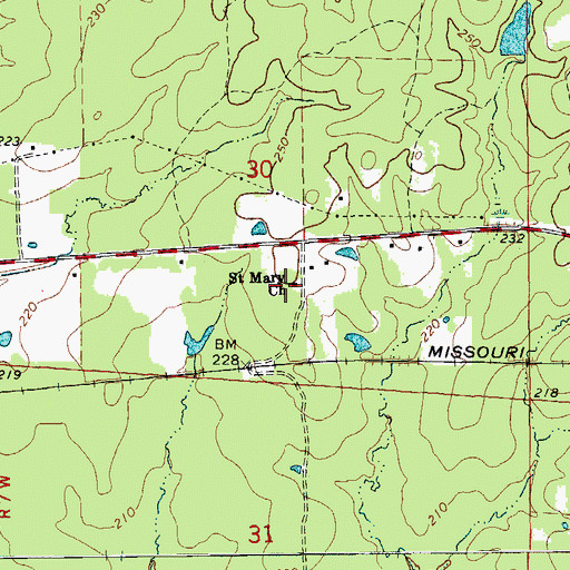 Topographic Map of Saint Mary African Methodist Episcopal Church, AR