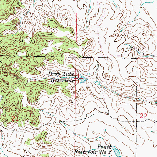 Topographic Map of Drop Tube Reservoir, MT
