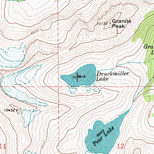 Topographic Map of Druckmiller Lake, MT