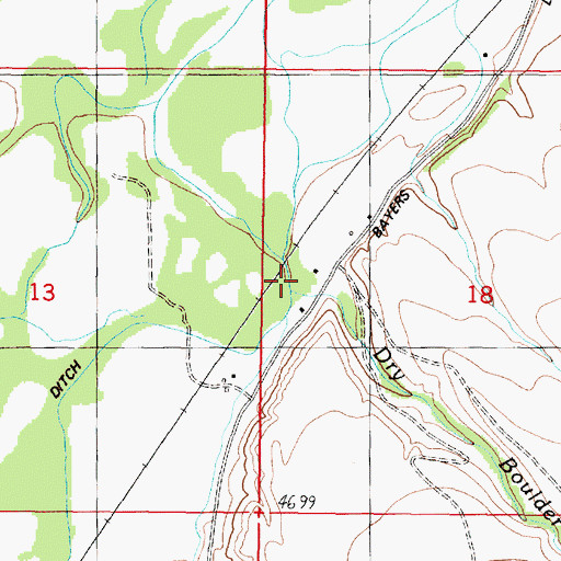 Topographic Map of Dry Boulder Creek, MT