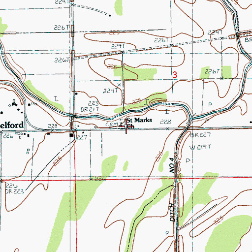 Topographic Map of Saint Marys Church, AR