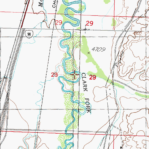 Topographic Map of Dry Cottonwood Creek, MT