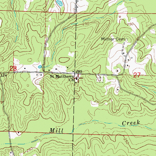 Topographic Map of Saint Matthews Church, AR