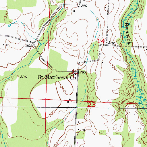 Topographic Map of Saint Matthews Baptist Church, AR