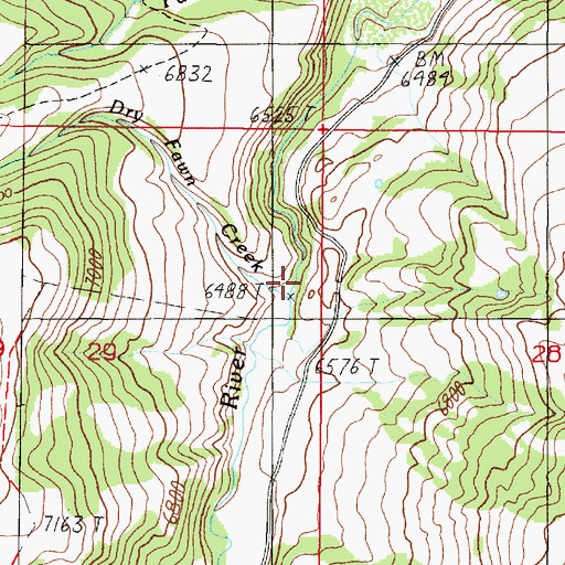 Topographic Map of Dry Fawn Creek, MT