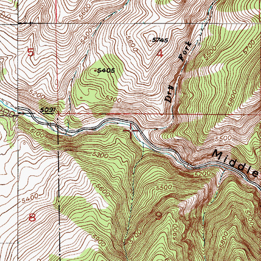 Topographic Map of Dry Fork, MT