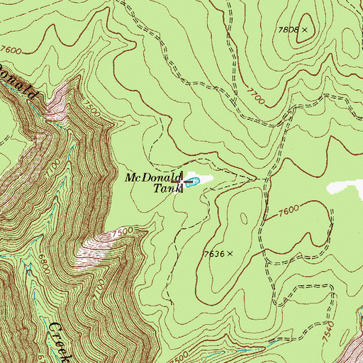 Topographic Map of McDonald Tank, AZ