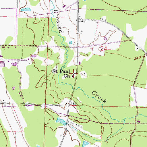 Topographic Map of Saint Paul Church, AR