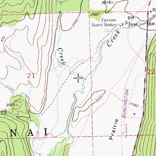 Topographic Map of Dry Fork Creek, MT