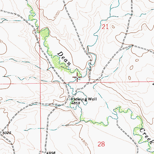 Topographic Map of Dry Fork Daisy Dean Creek, MT