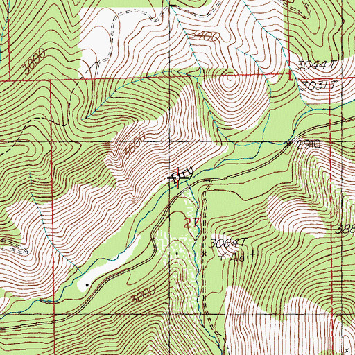 Topographic Map of Dry Fork Dry Creek, MT