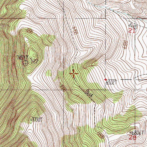 Topographic Map of Dry Fork Trail, MT