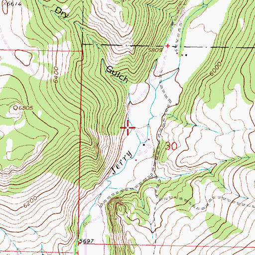 Topographic Map of Dry Gulch, MT