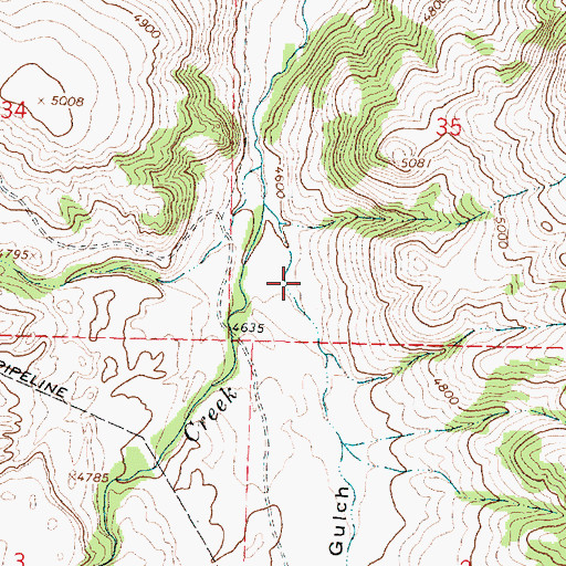 Topographic Map of Dry Gulch, MT